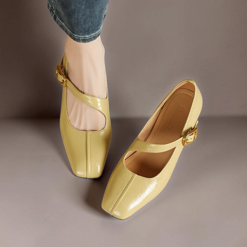 Viora | Genuine Leather Mary Jane Heels with Buckle Strap