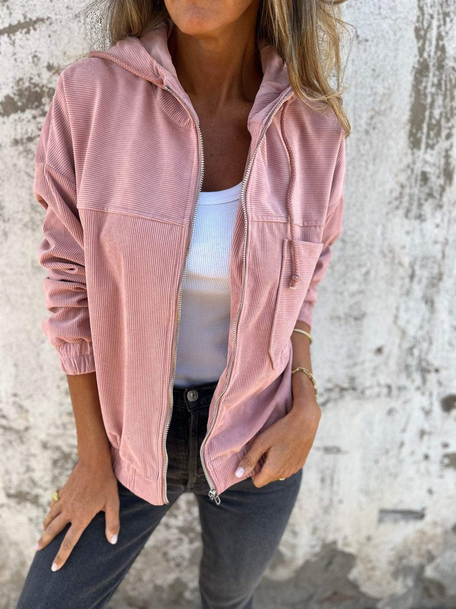 Lauren | Ribbed Zip-Up Hooded Jacket